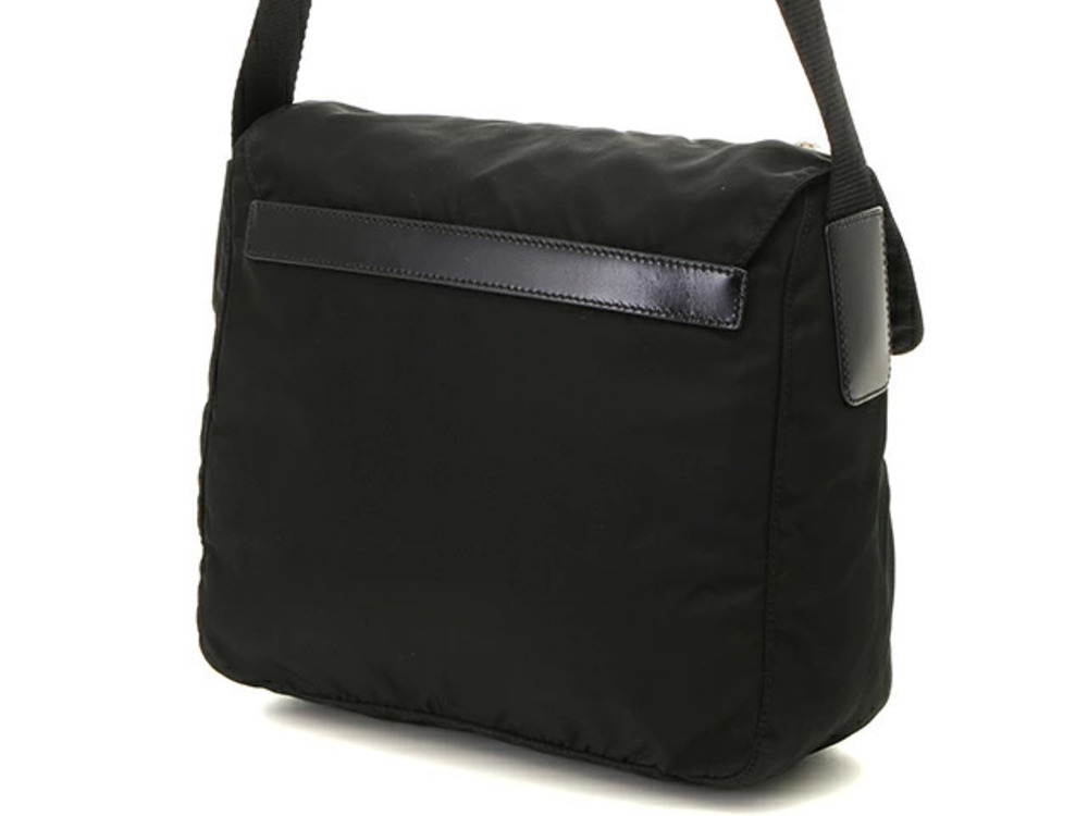 Prada Tessuto shoulder bag black leather Black